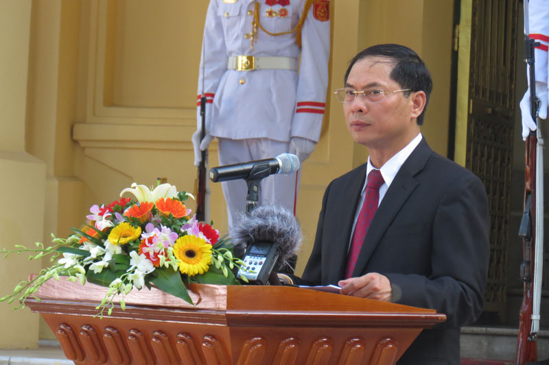 Thứ trưởng thường trực Bộ Ngoại giao Bùi Thanh Sơn phát biểu tại buổi lễ