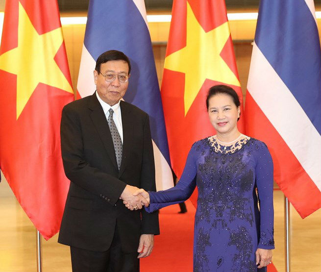 Chủ tịch Quốc hội Nguyễn Thị Kim Ngân hội đàm với Chủ tịch Hội đồng Lập pháp Quốc gia Vương quốc Thái Lan Pornpetch Wichitcholchai