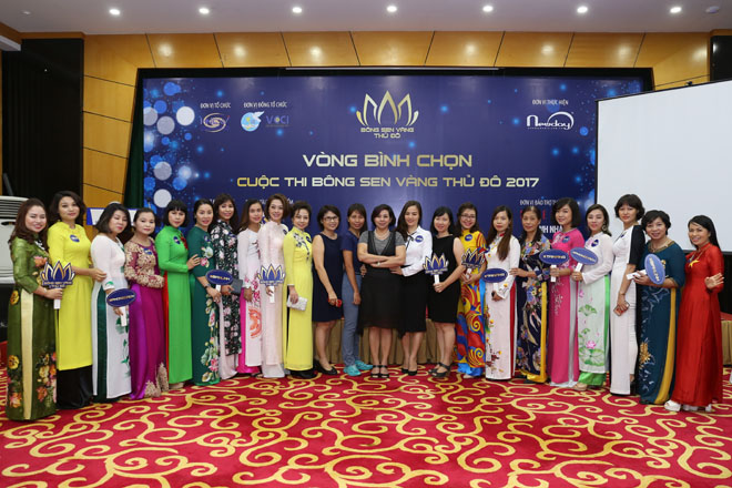 Các nữ doanh nhân tham gia tranh tài tại cuộc thi Bông sen Vàng Thủ đô 2017
