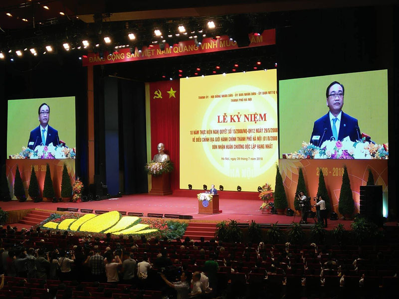 Bí thư Thành ủy Hà Nội Hoàng Trung Hải phát biểu tại buổi lễ