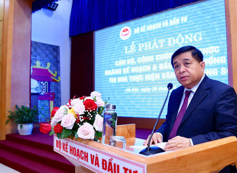 Bộ trưởng Nguyễn Chí Dũng phát biểu tại buổi lễ (Ảnh: Lê Tiên)