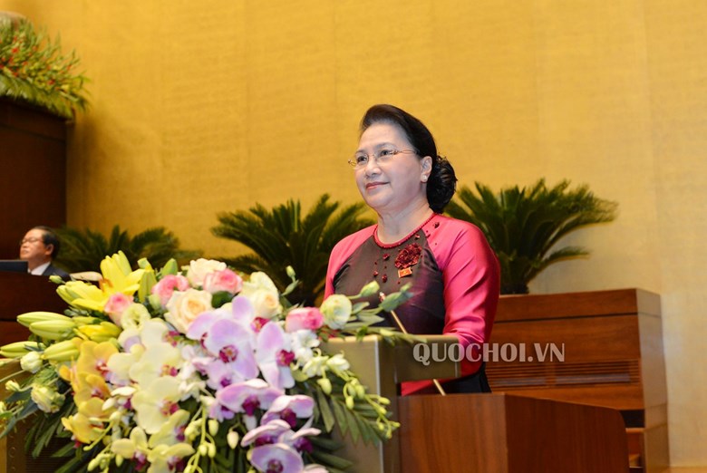 Chủ tịch Quốc hội Nguyễn Thị Kim Ngân phát biểu khai mạc kỳ họp thứ 8 Quốc hội khóa XIV