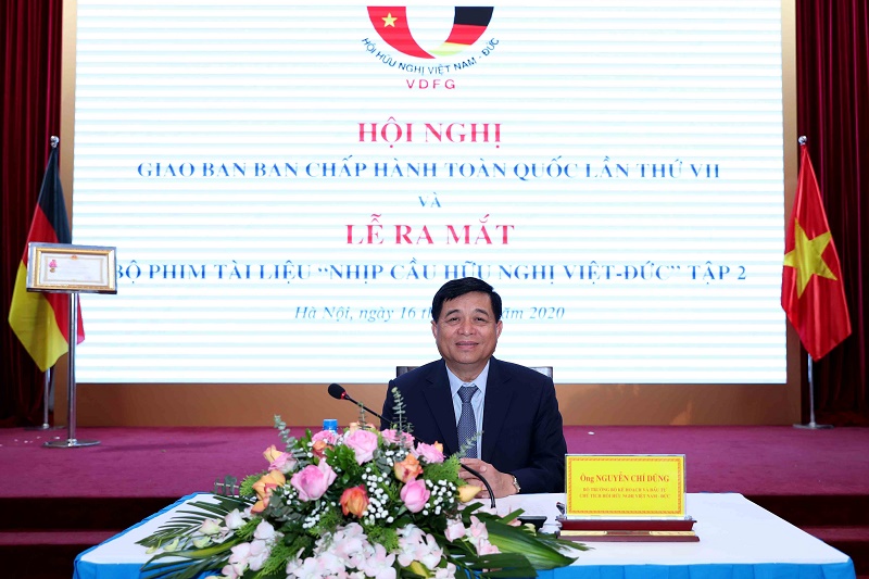 Bộ trưởng Bộ Kế hoạch và Đầu tư Nguyễn Chí Dũng, Chủ tịch Hội Hữu nghị Việt Nam - Đức chủ trì Hội nghị (Ảnh: Đức Trung/MPI)