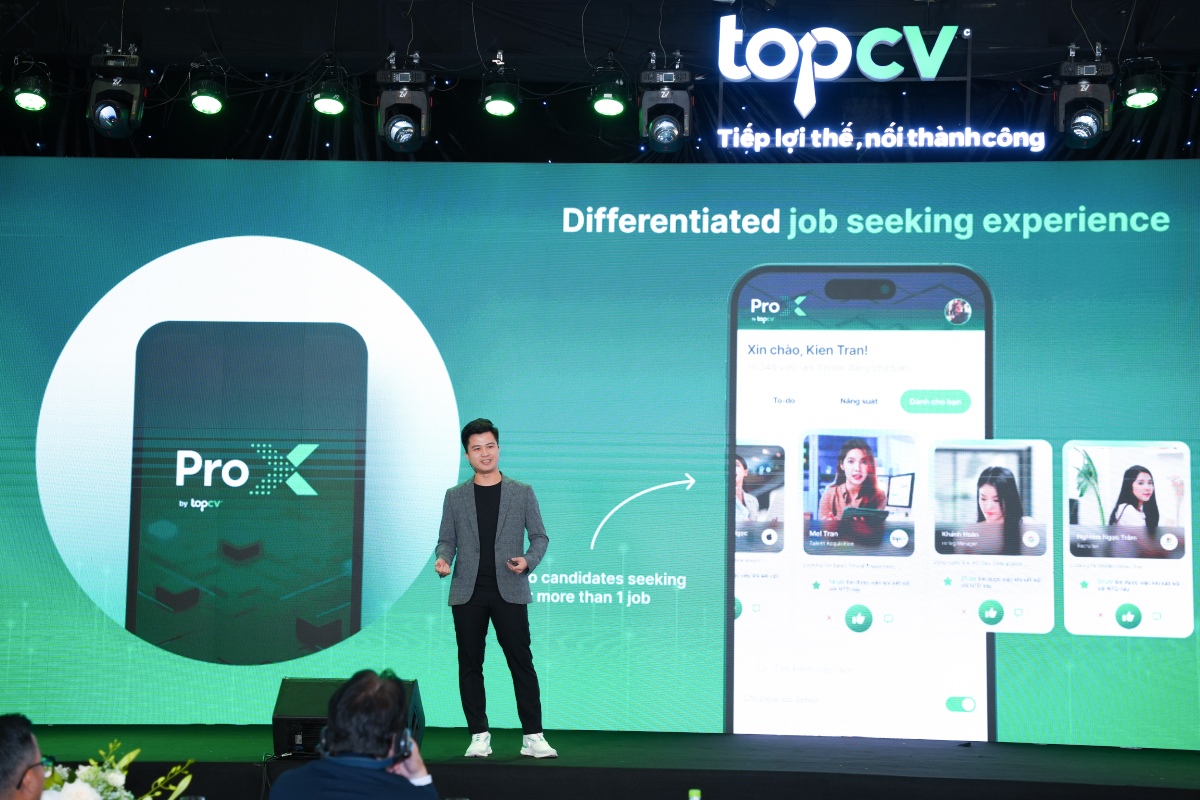 Ông Trần Trung Hiếu, Tổng Giám đốc Công ty CP TopCV Việt Nam chia sẻ tại HR Tech Conference 2023.