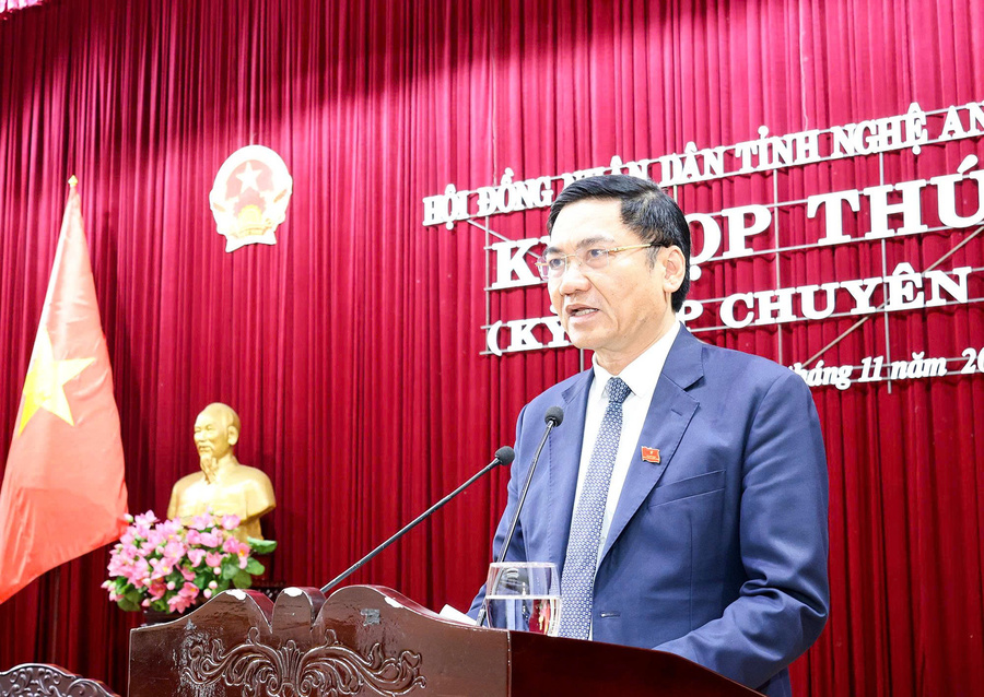 Chủ tịch HĐND tỉnh Hoàng Nghĩa Hiếu phát biểu bế mạc kỳ họp