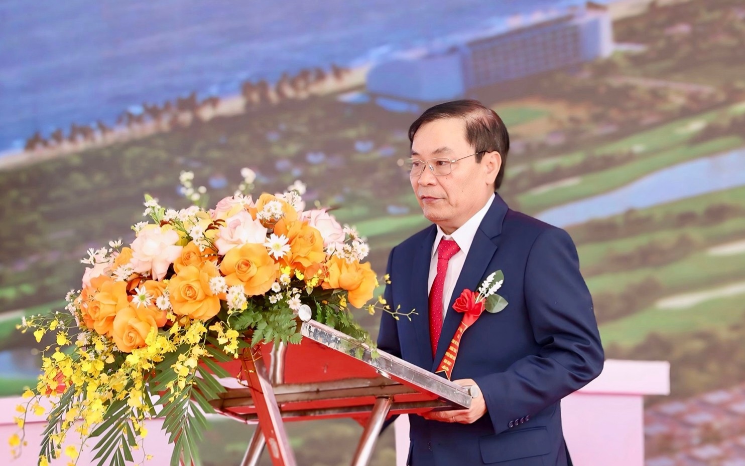 &Ocirc;ng Đậu Ch&iacute; Thanh - Ph&oacute; Tổng Gi&aacute;m đốc C&ocirc;ng ty CP Đầu tư ph&aacute;t triển Harumi thay mặt chủ đầu tư ph&aacute;t biểu tại buổi lễ