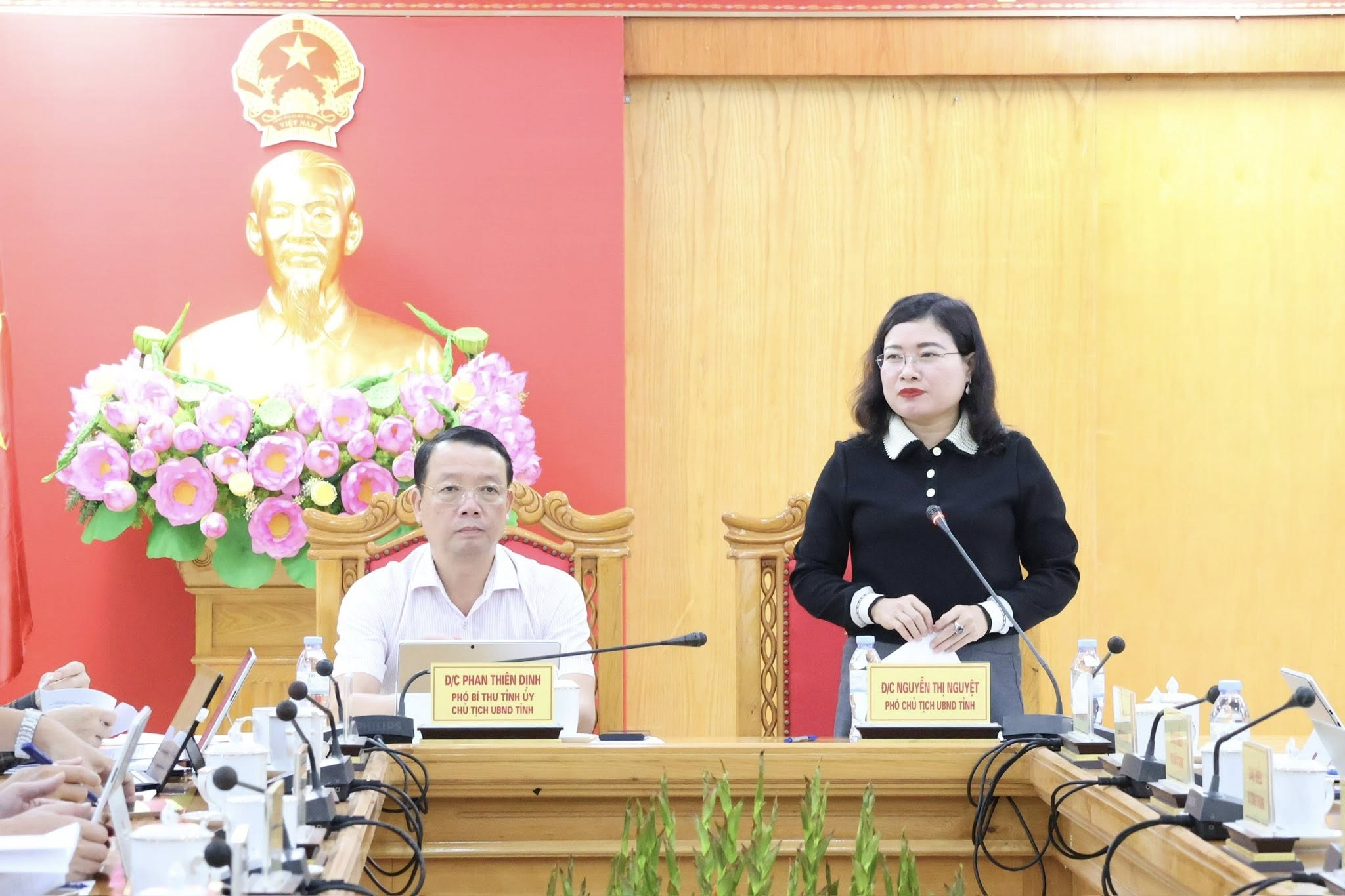 Ph&oacute; Chủ tịch UBND tỉnh Nguyễn Thị Nguyệt ph&aacute;t biểu