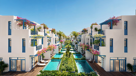 Nhà phố Sông Town sở hữu ngôn ngữ kiến trúc giàu tính nhận diện, tạo khác biệt trong phân khúc bất động sản nghỉ dưỡng biển