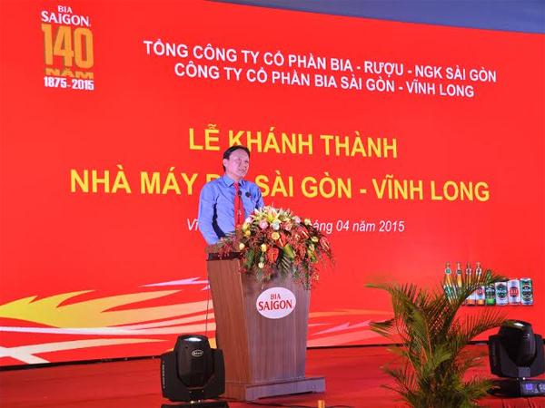 Ông Phan Đăng Tuất, Chủ tịch HĐQT Sabeco phát biểu tại Lễ khánh thành nhà máy.
