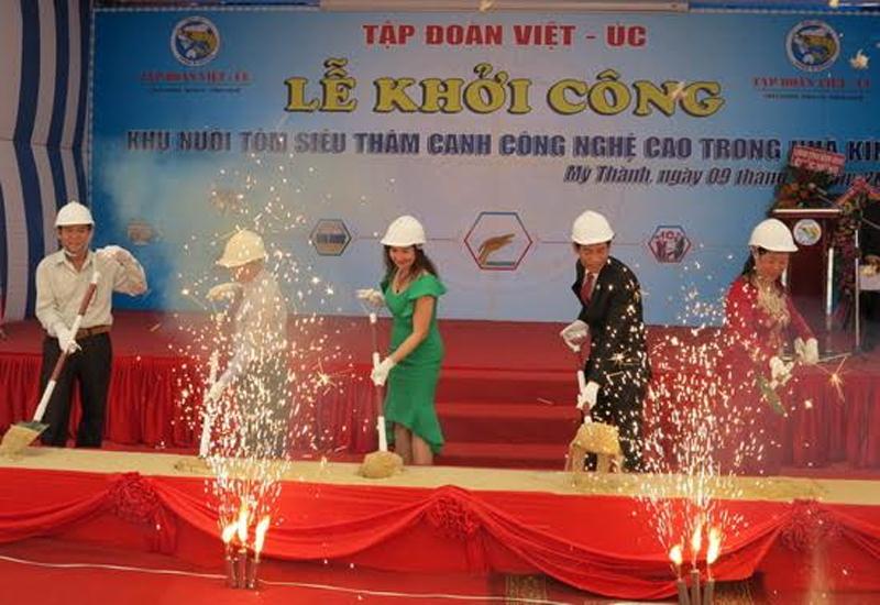 Khởi công khu nuôi tôm siêu thâm canh công nghệ cao trên địa bàn xã Mỹ Thành (huyện Phù Mỹ).