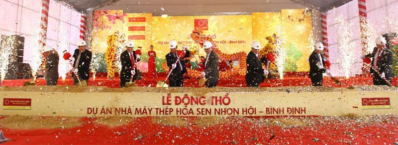 Quang cảnh động thổ Dự án Nhà máy thép Hoa Sen Nhơn Hội – Bình Định