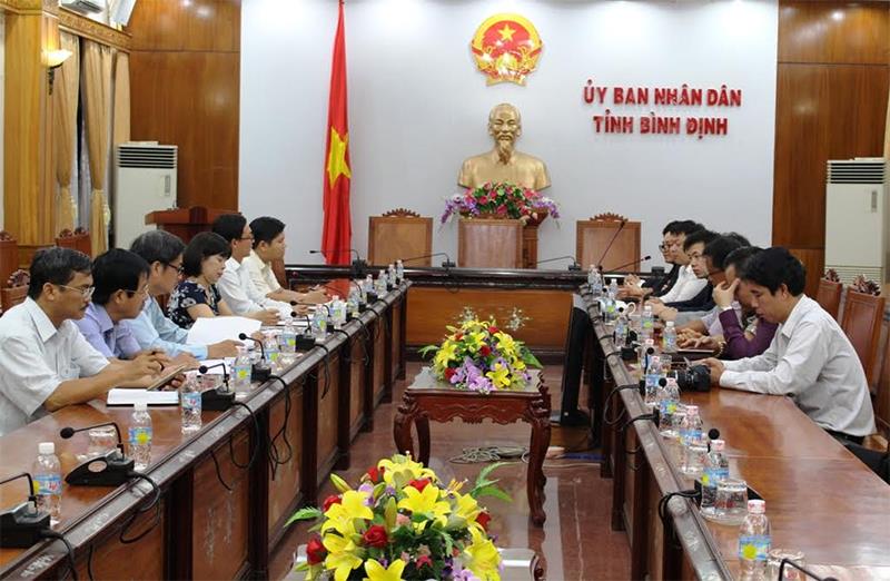 Quang cảnh buổi làm việc giữa lãnh đạo tỉnh Bình Định và Tập đoàn Waz Lian Group.