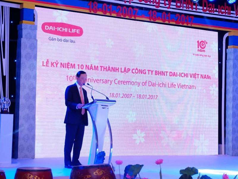 Ông Takashi Fujii - Chủ tịch Hội đồng thành viên Dai-ichi Life International Khu vực Châu Á Thái Bình Dương, kiêm Chủ tịch Hội đồng thành viên Dai-ichi Life Việt Nam, phát biểu tại Lễ kỷ niệm 10 năm thành lập Công ty Dai-ichi Life Việt Nam.