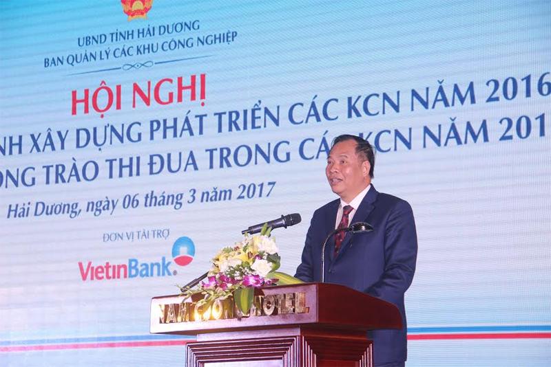 Ông Nguyễn Mạnh Hiển, Bí thư Tỉnh ủy Hải Dương phát biểu khai mạc hội nghị.