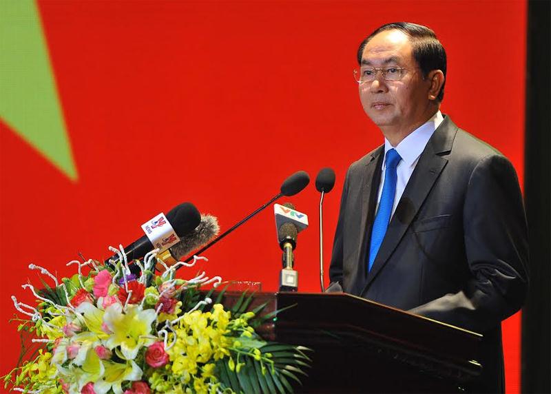 Chủ tịch nước Trần Đại Quang,  phát biểuchúc mừng  tại lễ kỷ niệm