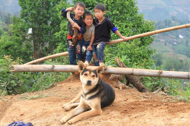 Những đứa trẻ vùng cao với gương mặt thơ ngây. Rụt rè bên nhau khi thấy người lạ chụp ảnh. Chỉ vài phút sau chúng đã trở nên thân thiện hơn nhiều.