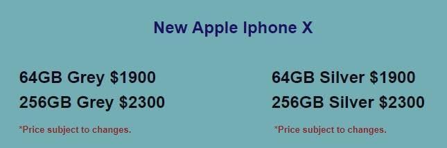 Giá iPhone X tại SG Mobile (Singapore)