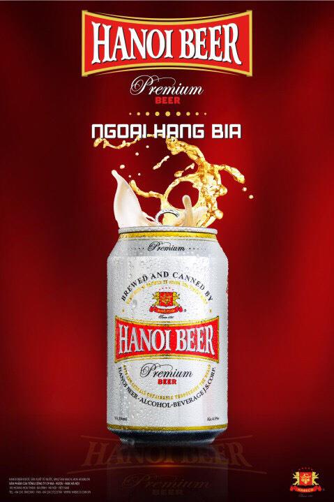 Hanoi Beer Premium lon 330ml mang phong cách trẻ trung và hiện đại.