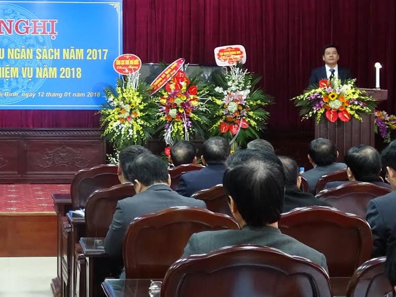 Chủ tịch UBND tỉnh Thái Bình Nguyễn Hồng Diên phát biểu chỉ đạo tại Hội nghị tổng kết công tác thu ngân sách 2017 và triển khai nhiệm vụ giải pháp 2018.