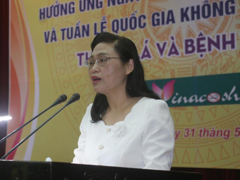 Phó Chủ tịch UBND tỉnh Thái Bình Nguyễn Thị Lĩnh phát biểu chỉ đạo tại Lễ mít tinh.