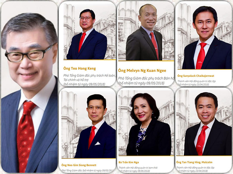 Ông Koh Poh Tiong, Chủ tịch Sabeco (ngoài cùng bên trái) và 6 nhân sự vừa bổ nhiệm từ tháng 04/2018.