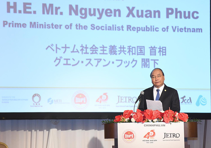 Thủ tướng Nguyễn Xuân Phúc phát biểu tại Hội nghị Xúc tiến đầu tư Việt Nam - Nhật Bản.