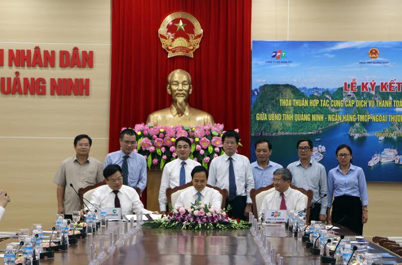 Lãnh đạo tỉnh Quảng Ninh, Vietcombank và FPT ký kết thỏa thuận hợp tác.