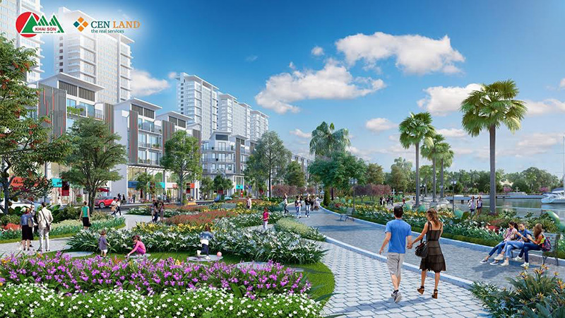 Phối cảnh Khai Sơn Town với nhiều mảng xanh ngay tại Dự án.