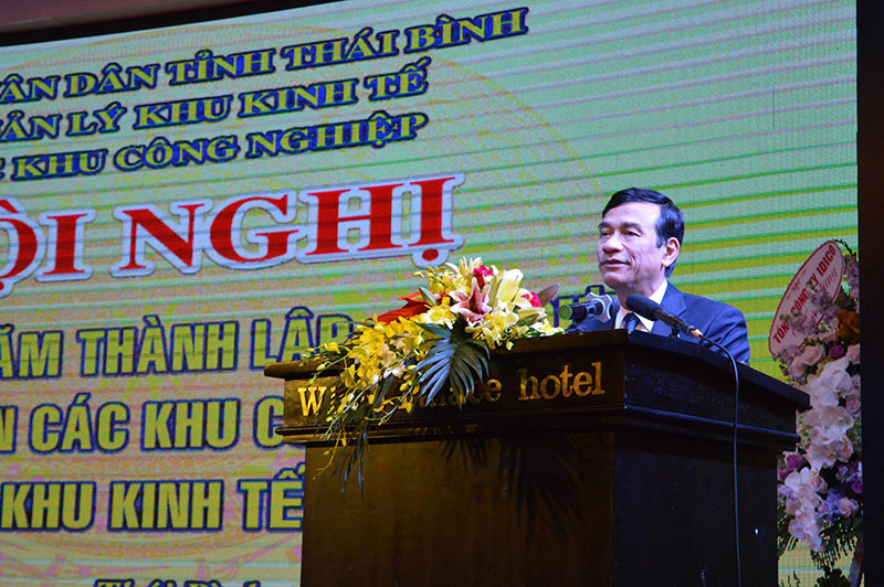 Chủ tịch UBND tỉnh Thái Bình Đặng Trọng Thăng phát biểu tại Hội nghị.