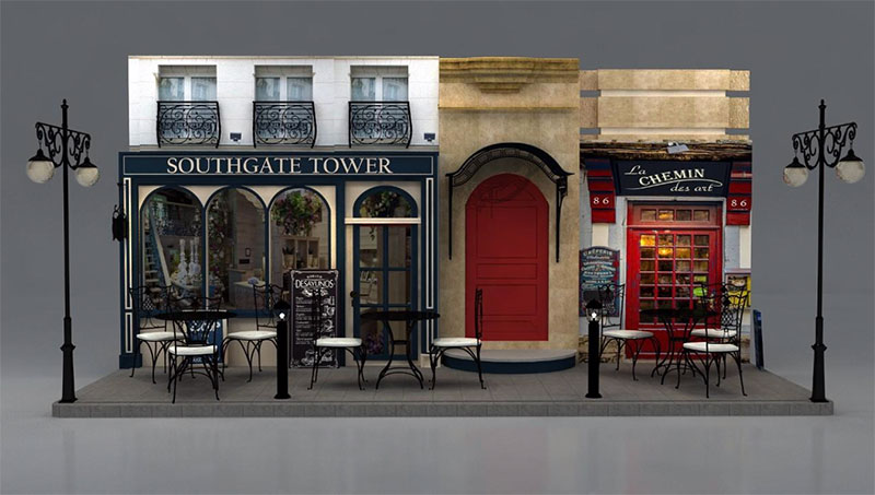 Booth tham quan tại nhà mẫu Dự án mô tả một phần tiện ích Southgate Tower.