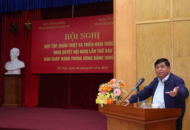 Ngày 04/01/2018, Bí thư Ban Cán sự Đảng, Bộ trưởng Nguyễn Chí Dũng phát biểu khai mạc Hội nghị và quán triệt Nghị quyết số 18-NQ/TW ngày 25/10/2017 của Ban Chấp hành Trung ương Đảng về 