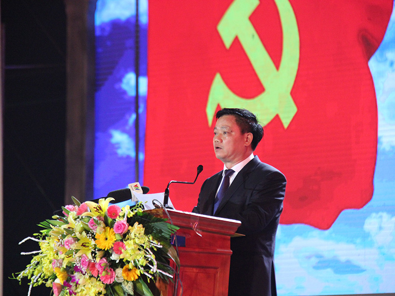 Phó Bí thư Tỉnh ủy, Chủ tịch UBND tỉnh Thái Bình Nguyễn Khắc Thận phát biểu tại buổi lễ