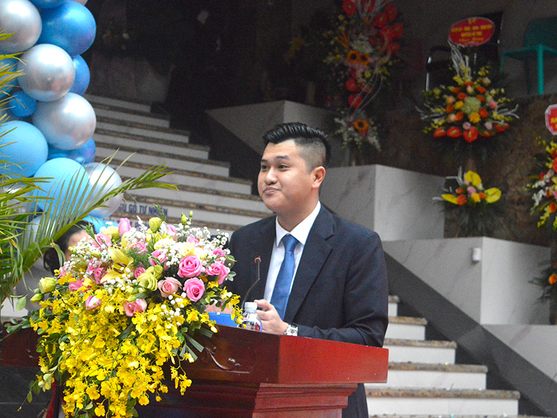 Phó tổng giám đốc Giang Ngọc Group Nguyễn Minh Khiêm phát biểu tại buổi lễ.