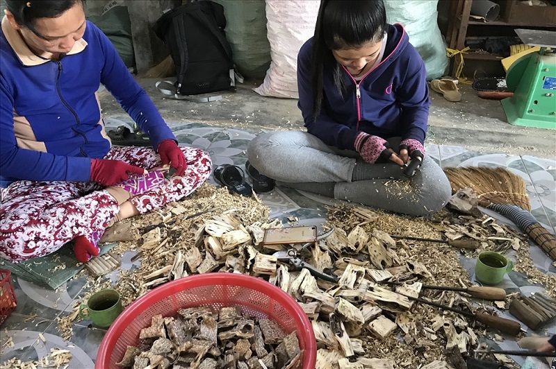Nghề làm trầm hương thịnh hành tại nhiều năm qua ở Khánh Hòa. Ảnh: Linh Đan