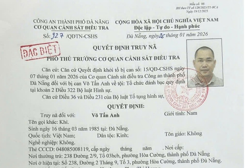 V&otilde; Tấn Anh (sinh năm 1985, tr&uacute; phường H&ograve;a Cường, Đ&agrave; Nẵng)