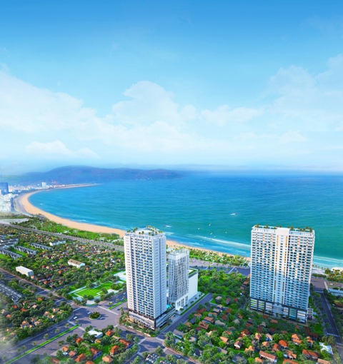 Quy Nhon Melody gồm 2 block cao 35 tầng, sở hữu 3 mặt tiền đường Nguyễn Trung Tín – Chương Dương – An Dương Vương.