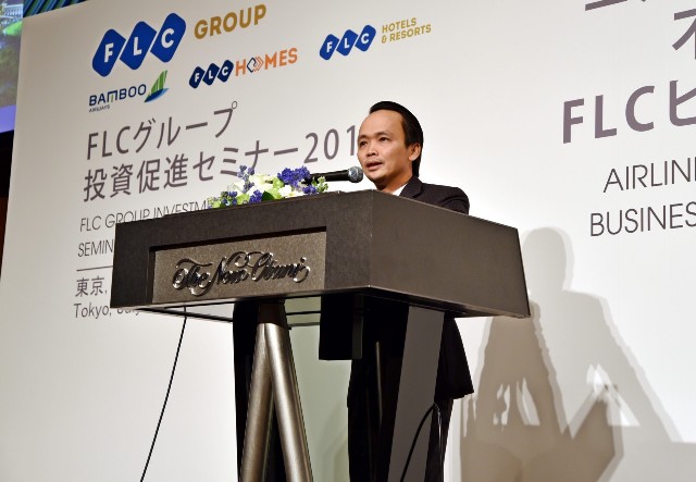 Ông Trịnh Văn Quyết, Chủ tịch Tập đoàn FLC, Chủ tịch kiêm Tổng giám đốc hãng hàng không Bamboo Airways phát biểu tại sự kiện
