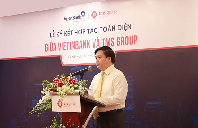 Ông Lê Đức Thọ - Bí thư Đảng ủy, Chủ tịch HĐQT VietinBank phát biểu tại lễ ký kết