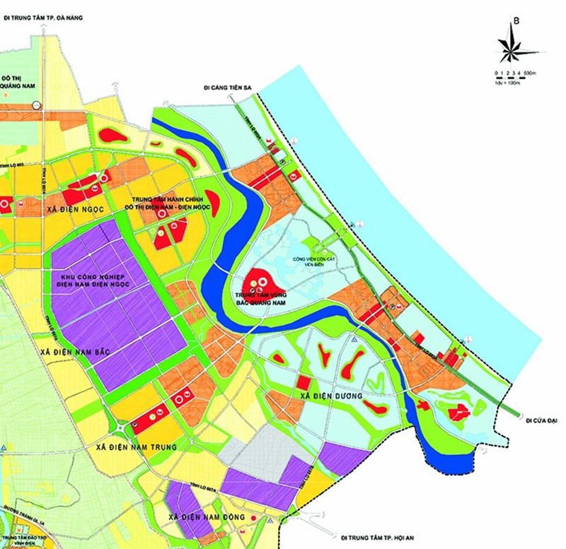 Hình ảnh sông Cổ Cò trong quy hoạch chung đô thị Điện Bàn tầm nhìn 2030. Nguồn: TC Kiến Trúc. 