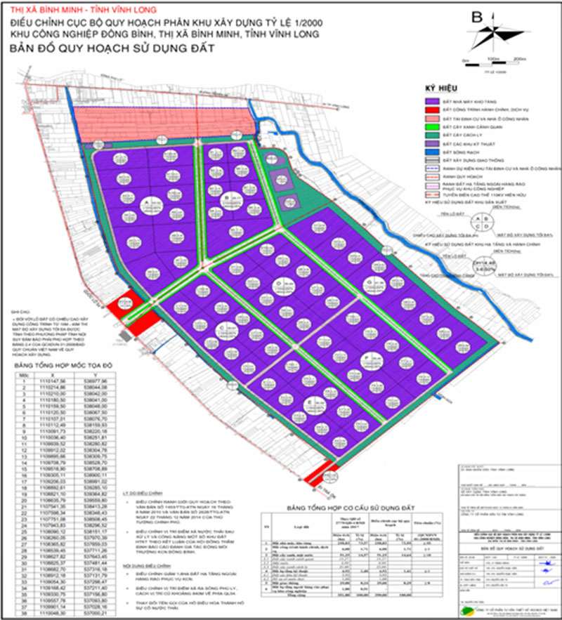 Bản đồ quy hoạch sử dụng đất khu công nghiệp Đông Bình, thị xã Bình Minh, tỉnh Vĩnh Long