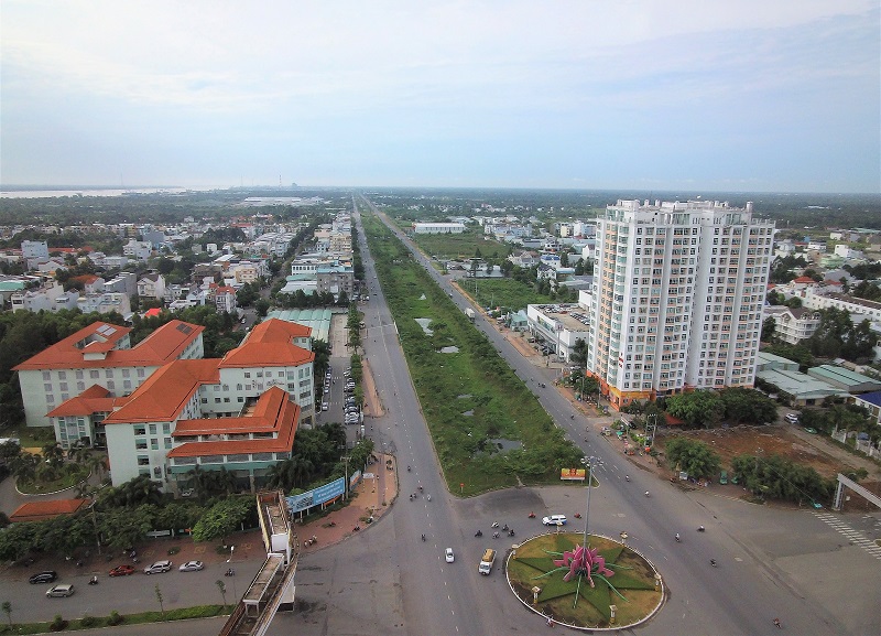 Tuyến đường sắt TP.HCM - Cần Thơ, đoạn qua địa bàn TP. Cần Thơ đi trên cao vượt qua sông Hậu và khu đô thị mới Nam Cần Thơ. Trong ảnh: Khu đô thị Nam Cần Thơ. Ảnh: Anh Khoa