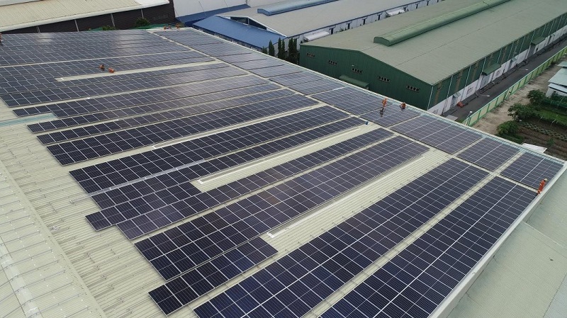 Điện mặt trời áp mái nhà tại KCN Tân Tạo, TP.HCM. Ảnh:st