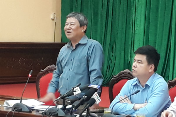 Ông Trần Thanh Nhã, Phó giám đốc Sở Nông nghiệp và Phát triển Nông thôn Hà Nội thông tin tại buổi họp giao ban báo chí