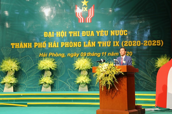 Ông Nguyễn Văn Tùng, Chủ tịch UBND thành phố Hải Phòng phát biểu khai mạc Đại hội