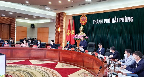 Ông Lê Văn Thành, Ủy viên Trung ương Đảng, Bí thư Thành ủy Hải Phòng phát biểu kết luận hội nghị