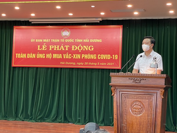 Ông Phạm Xuân Thăng, Bí thư Tỉnh ủy Hải Dương phát biểu tại Lễ phát động