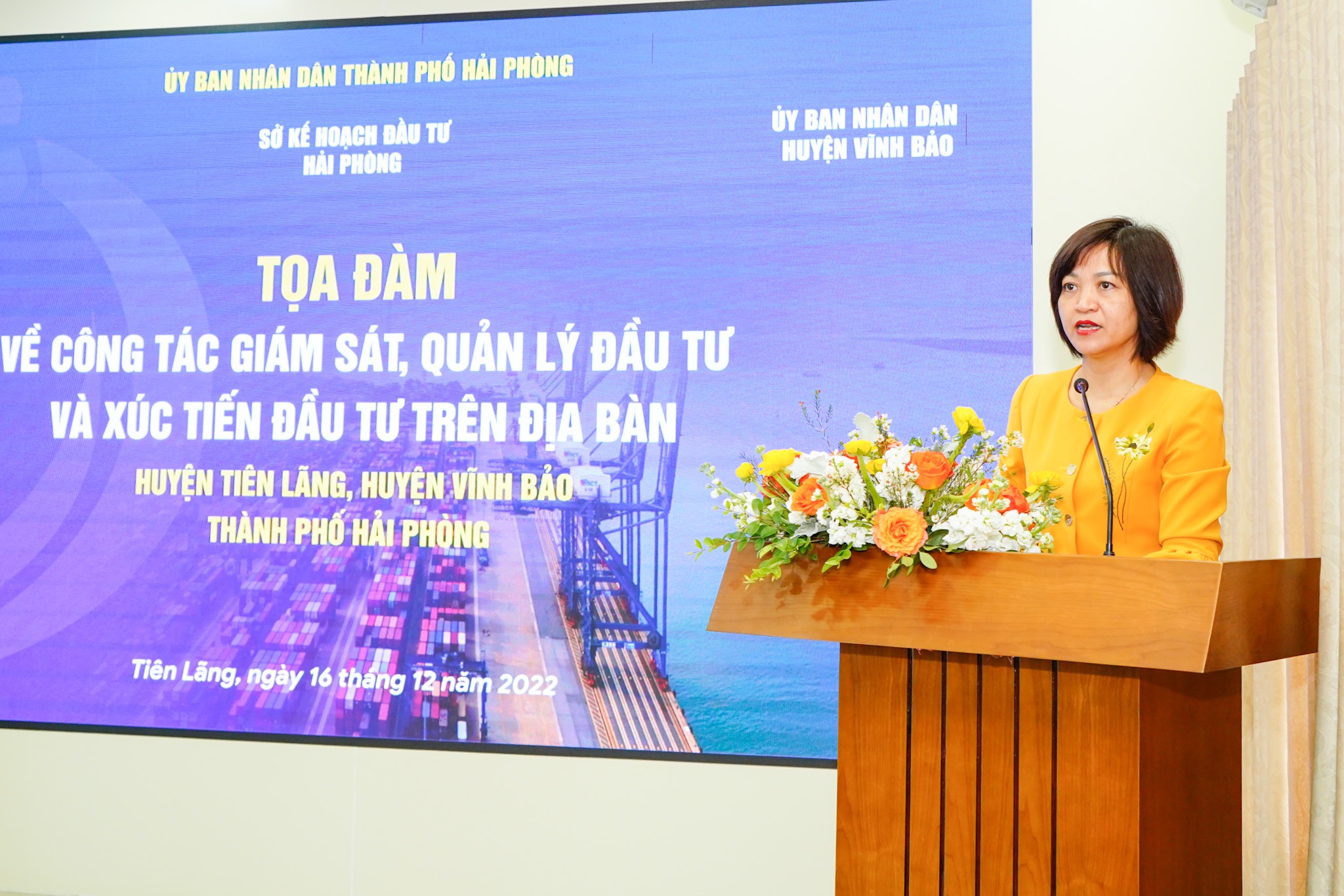 Bà Trần Thị Hải Yến, Phó Giám đốc Sở Kế hoạch và Đầu tư Hải Phòng phát biểu khai mạc
