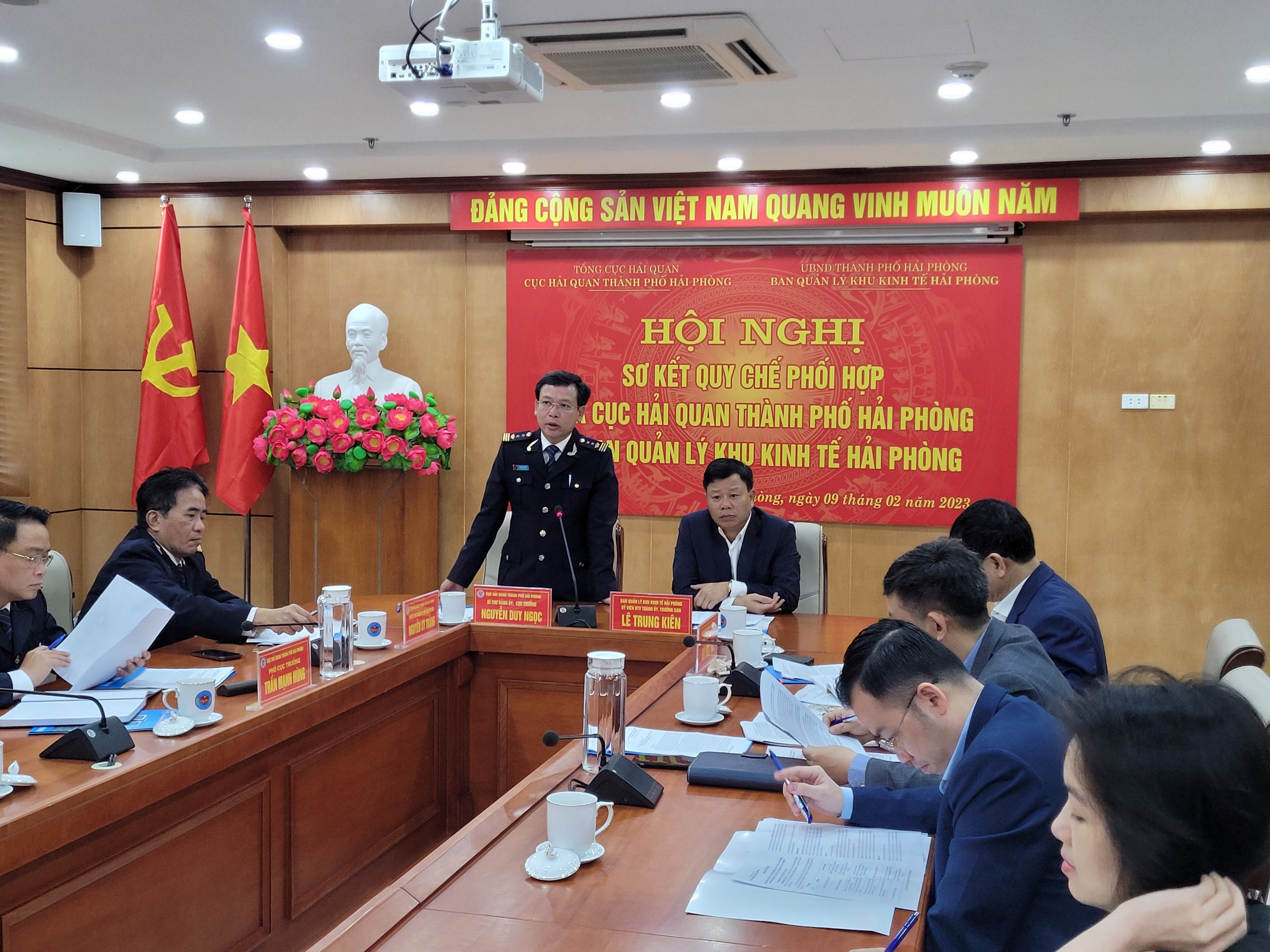 Ông Nguyễn Duy Ngọc, Cục trưởng Cục Hải quan Hải Phòng phát biểu tại Hội nghị. Anh: Thanh Sơn