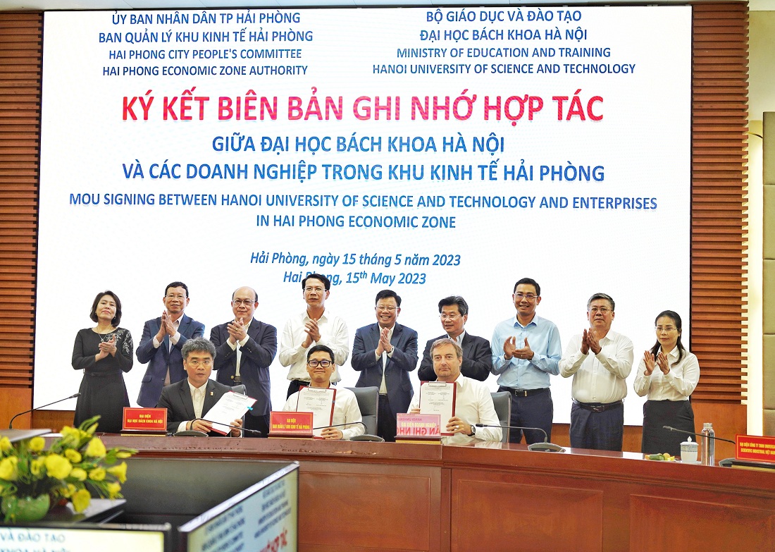 Ký kết hợp tác đào tạo giữa Ban Quản lý Khu kinh tế Hải Phòng, Đại học Bách khoa Hà Nội và Tổ hợp KCN DEEP C