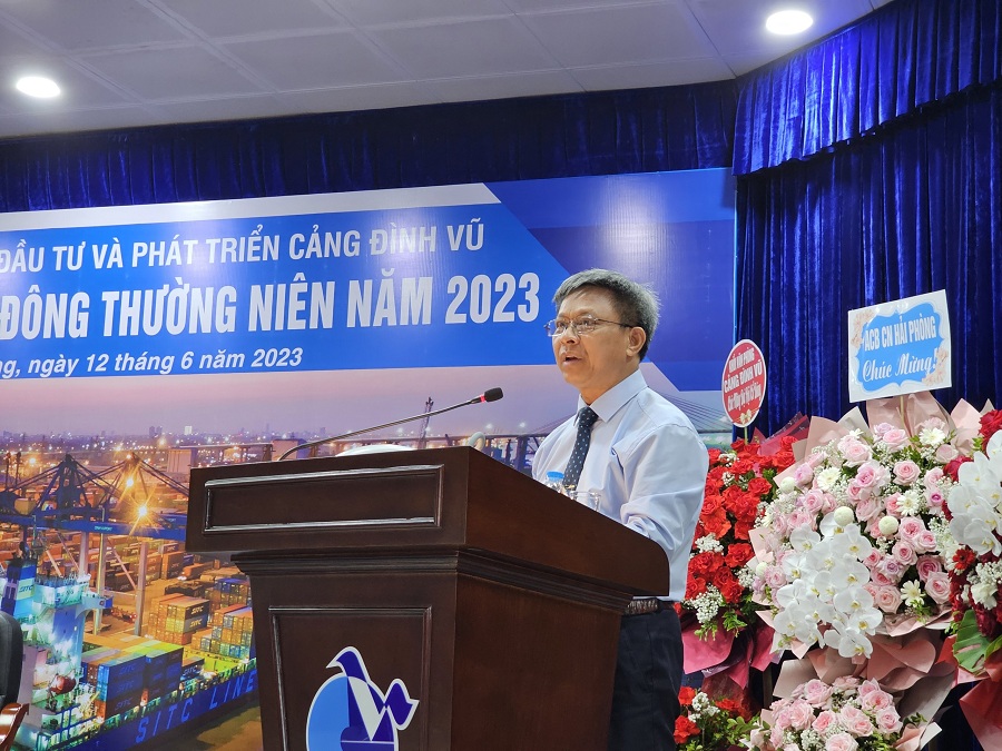 Ông Vũ Tuấn Dương, Chủ tịch HĐQT Công ty đánh giá nhiệm kỷ 2018 - 2023. Ảnh: Thanh Sơn